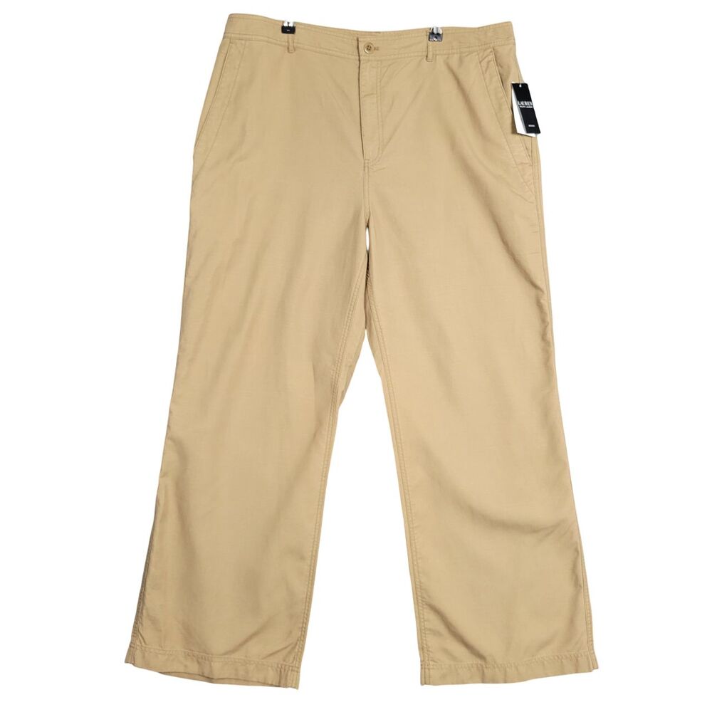 Lauren Ralph Lauren Pants Women's Size 14W Honey Tan Wide Leg Office Career